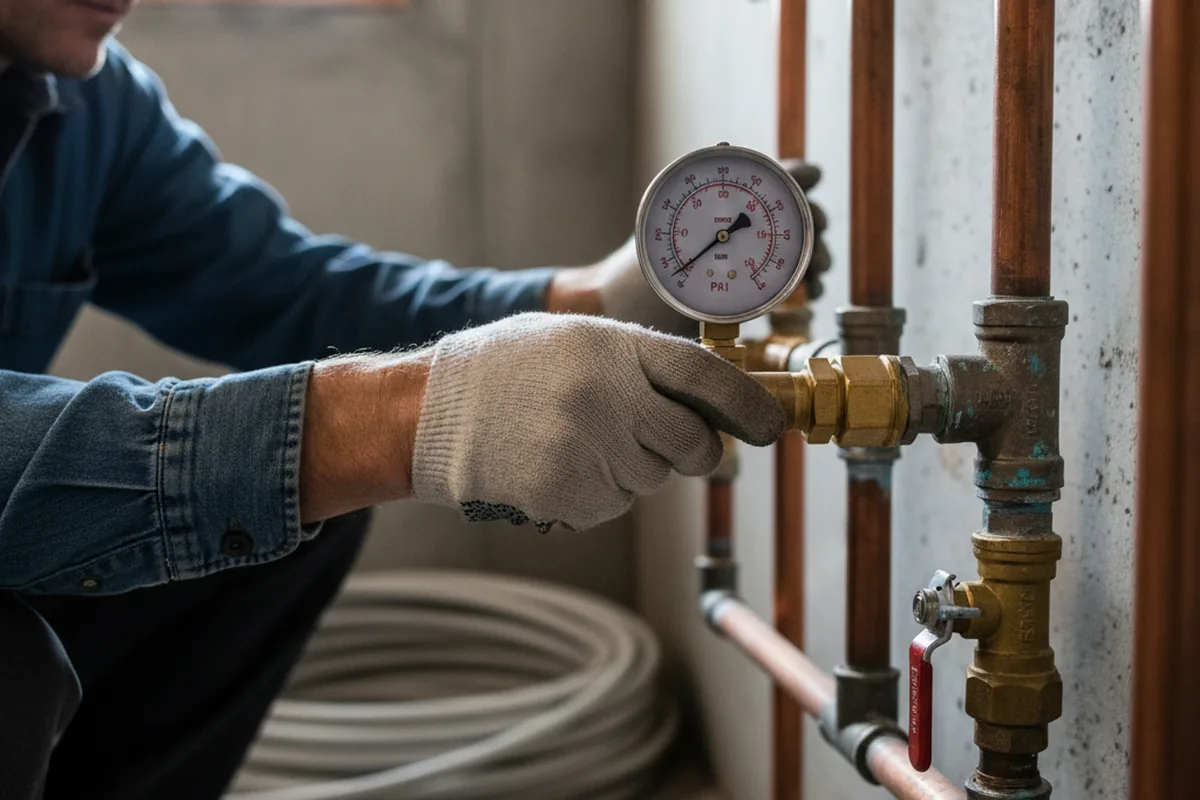 Pressure testing a repaired line during Water Line Repair in Nerinx
